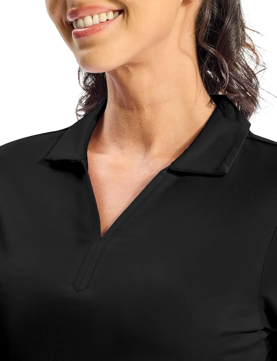 Gopune Women's Short Sleeve Golf Shirts V Neck Collared Tennis Tops Quick Dry UV Protection