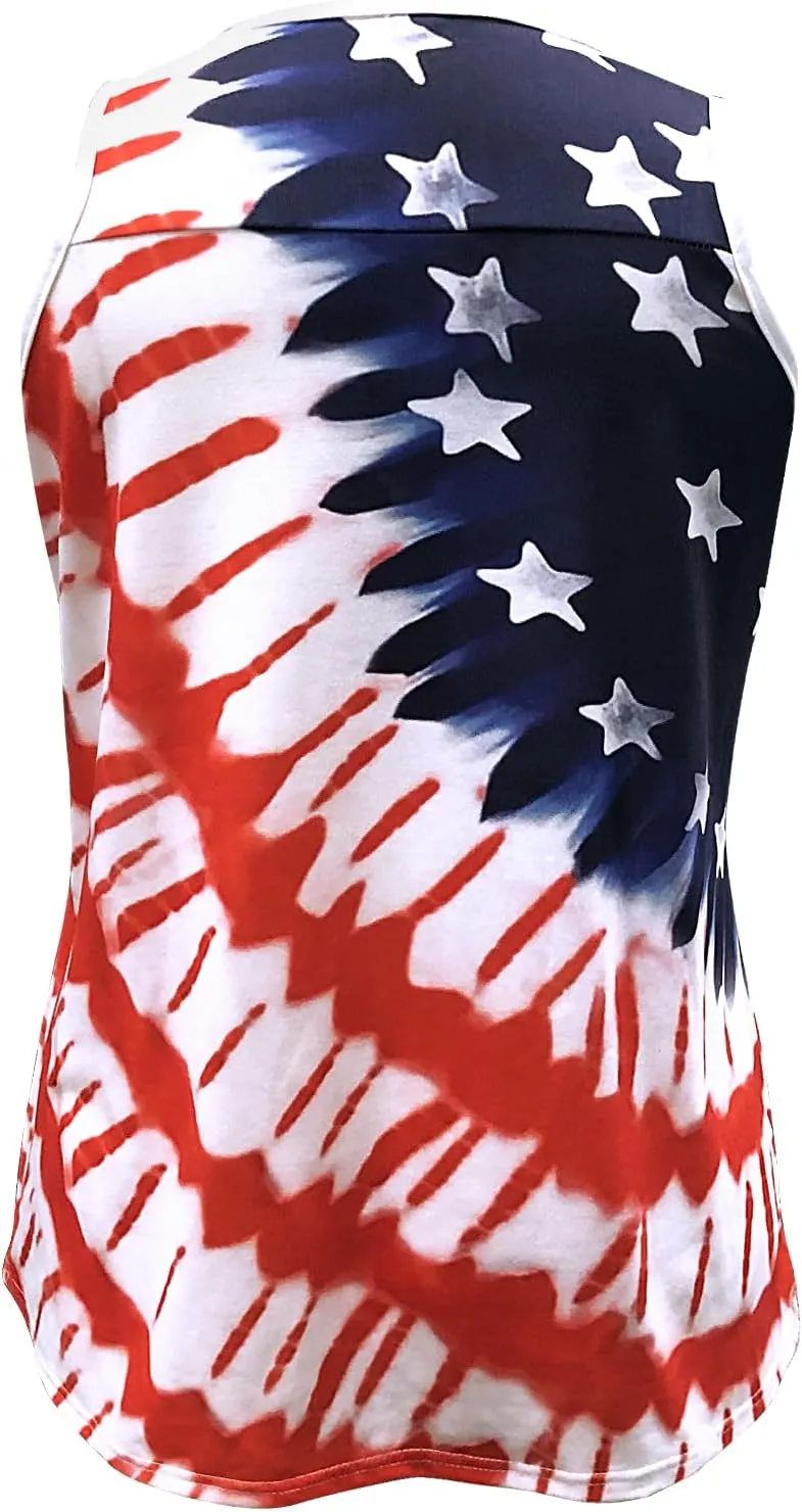 HDLTE Plus Size American Flag Tank Tops Women 4th of July Sleeveless Shirt Patriotic Stars Stripes Racerback Vest