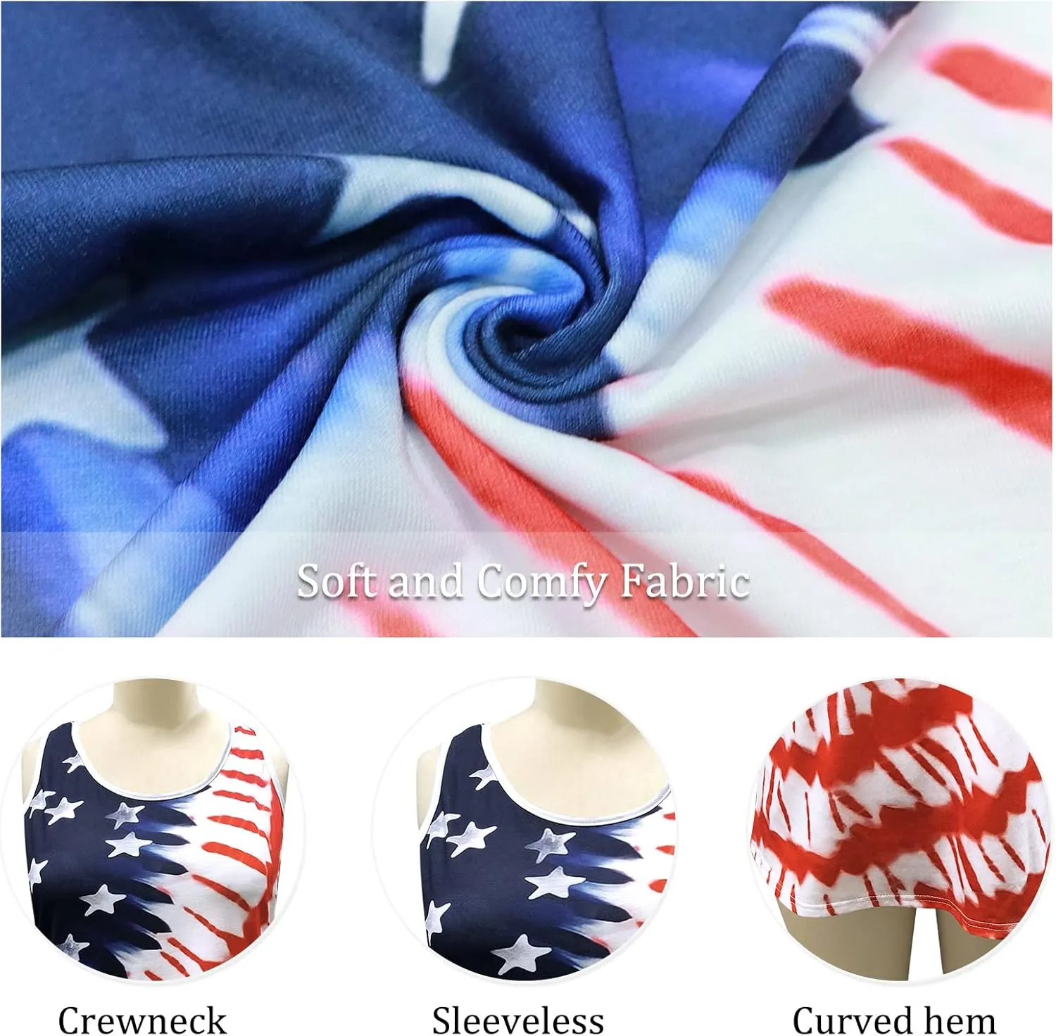 HDLTE Plus Size American Flag Tank Tops Women 4th of July Sleeveless Shirt Patriotic Stars Stripes Racerback Vest