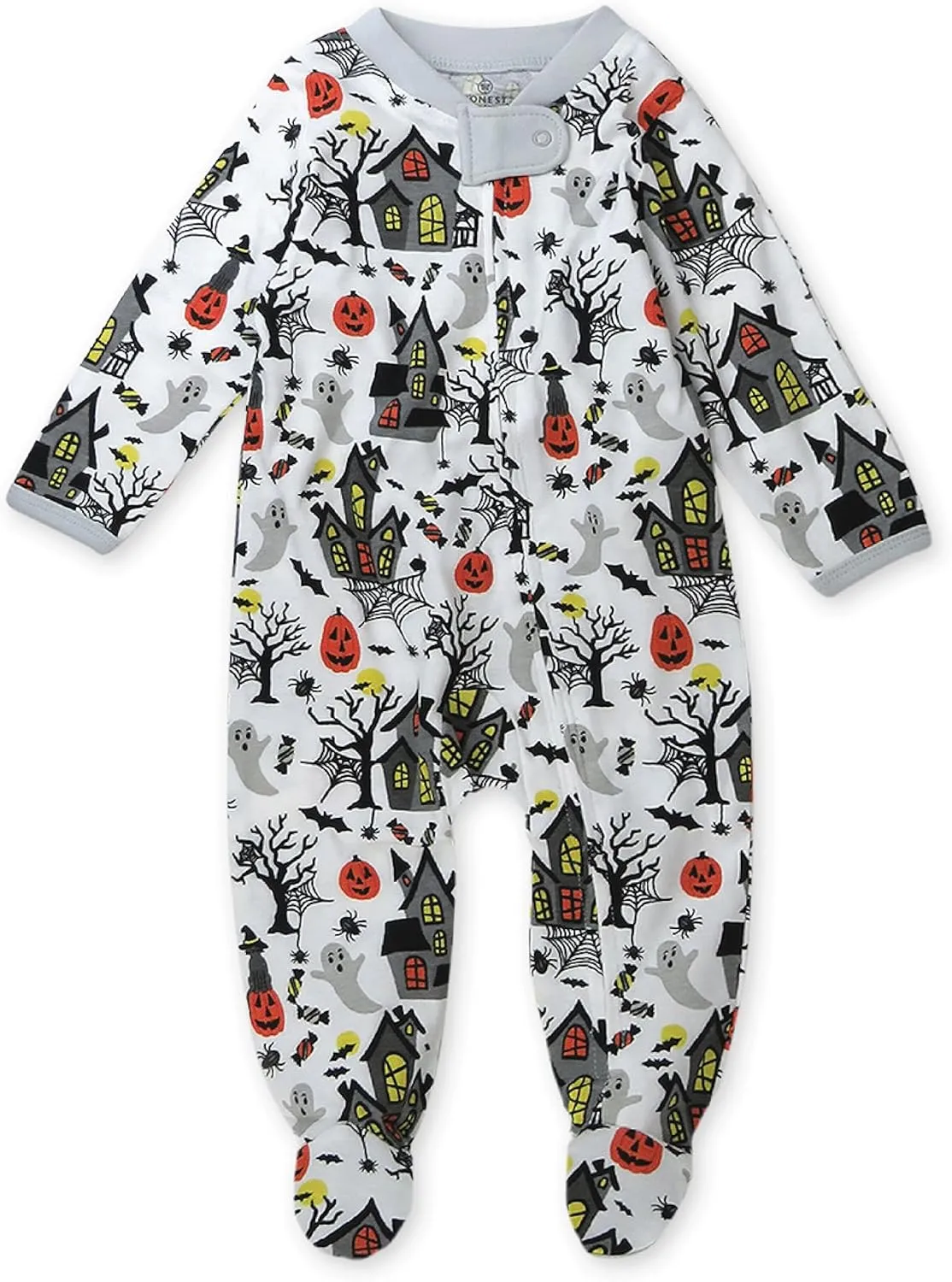 HonestBaby Baby 1-Pack Celebration Sleep & Play Footed One-Piece Pajama Sleeper 100% Organic Cotton, Haunted House