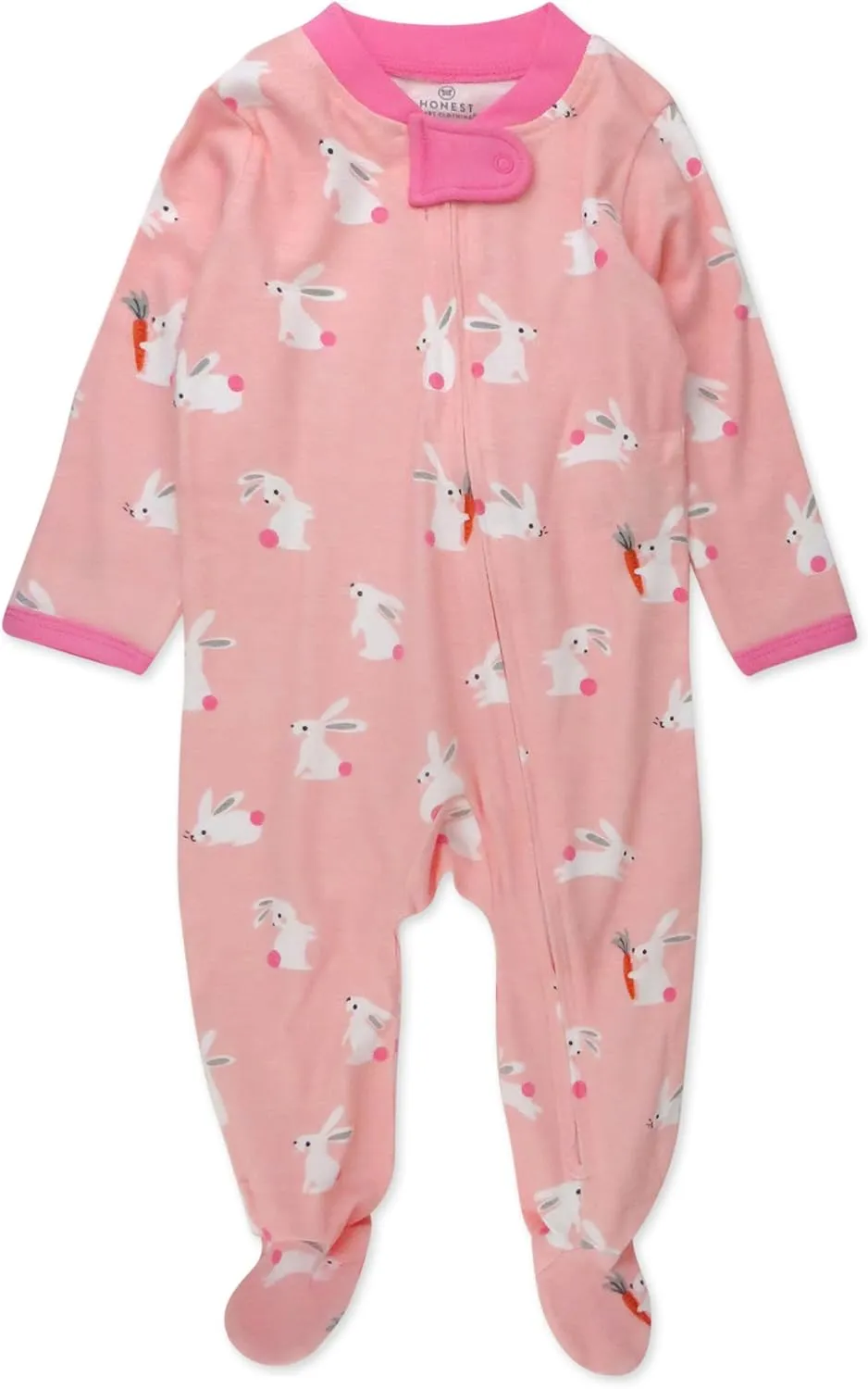 HonestBaby Baby Celebration Sleep & Play Footed One-Piece Pajama Sleeper 100% Organic Cotton, Hop, 6-9 Months