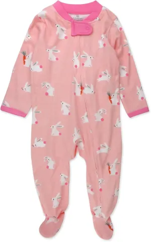 HonestBaby Baby Celebration Sleep & Play Footed One-Piece Pajama Sleeper 100% Organic Cotton, Hop, 6-9 Months