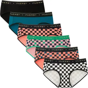 INNERSY Womens Underwear Cotton Hipster Panties Mid Rise Briefs Wide Waistband 6 Pack