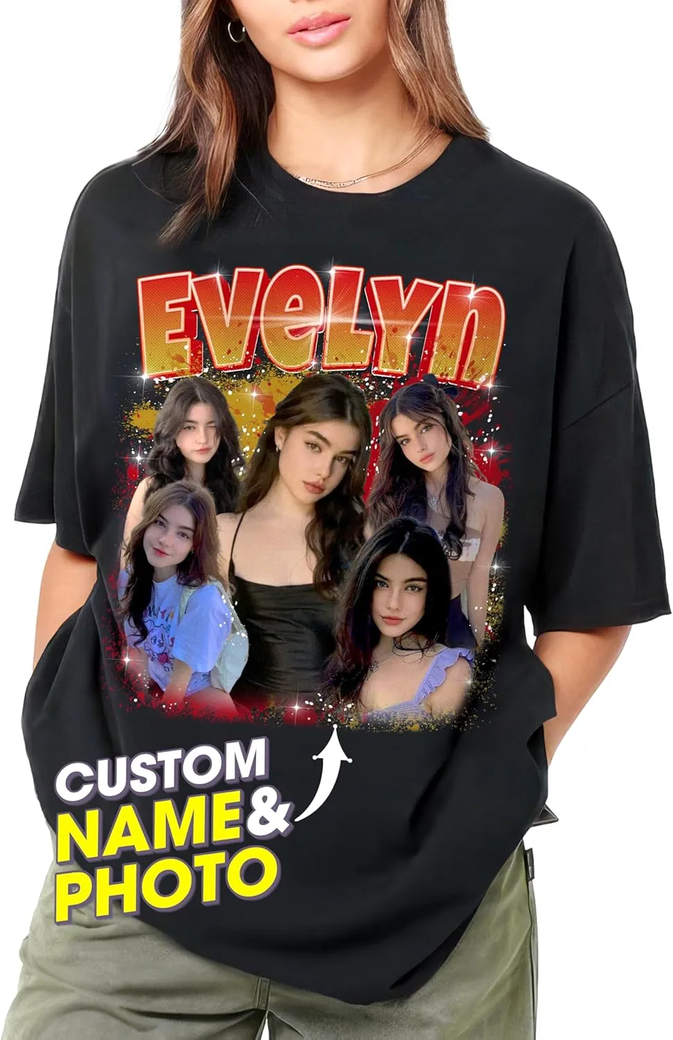 JIX & JOKY Custom Your Own Bootleg Rap Tee Custom Girlfriend Face Shirt for Boyfriend Vintage Birthday Valentine Shirt