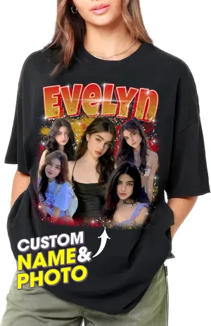 JIX & JOKY Custom Your Own Bootleg Rap Tee Custom Girlfriend Face Shirt for Boyfriend Vintage Birthday Valentine Shirt