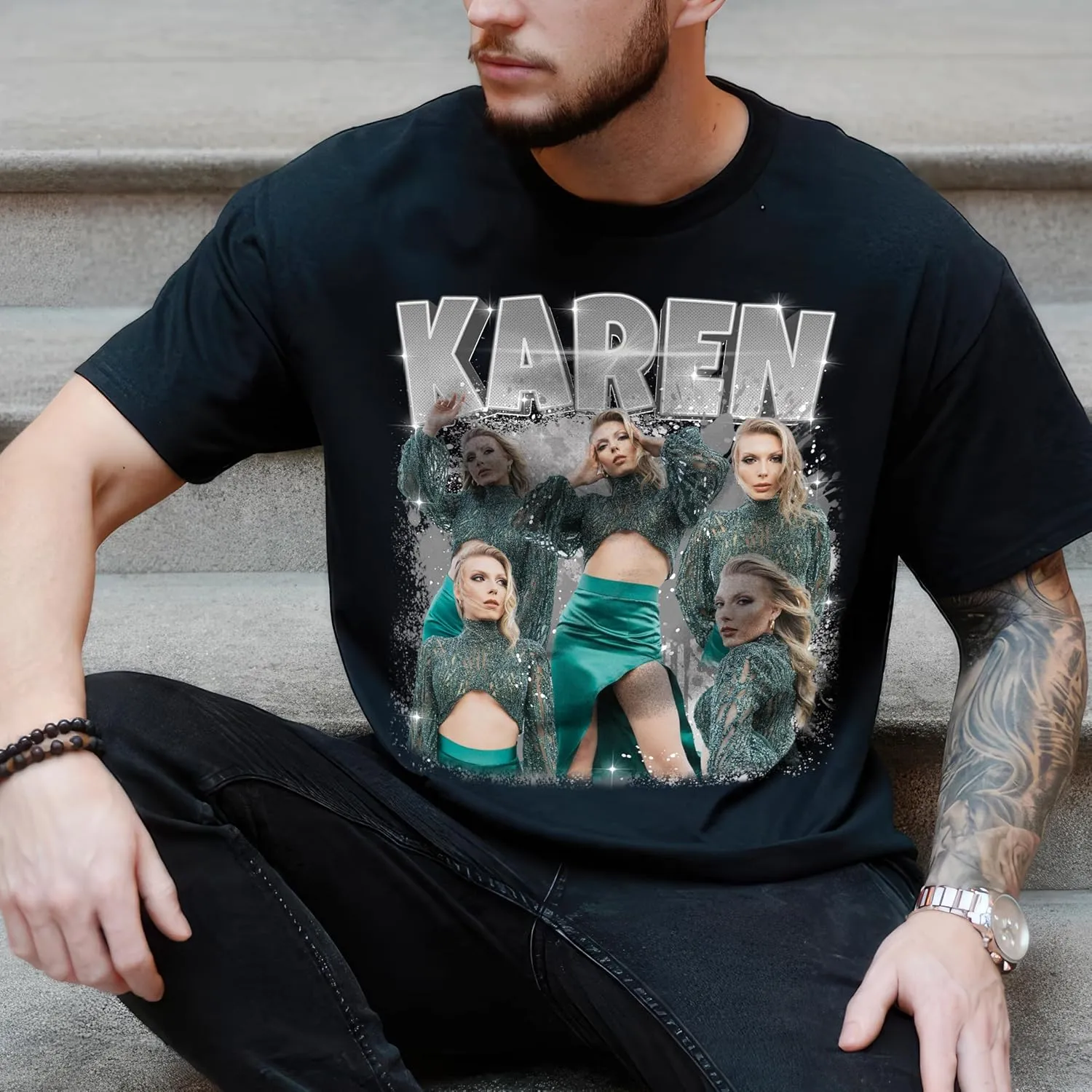 JIX & JOKY Custom Your Own Bootleg Rap Tee Custom Girlfriend Face Shirt for Boyfriend Vintage Birthday Valentine Shirt