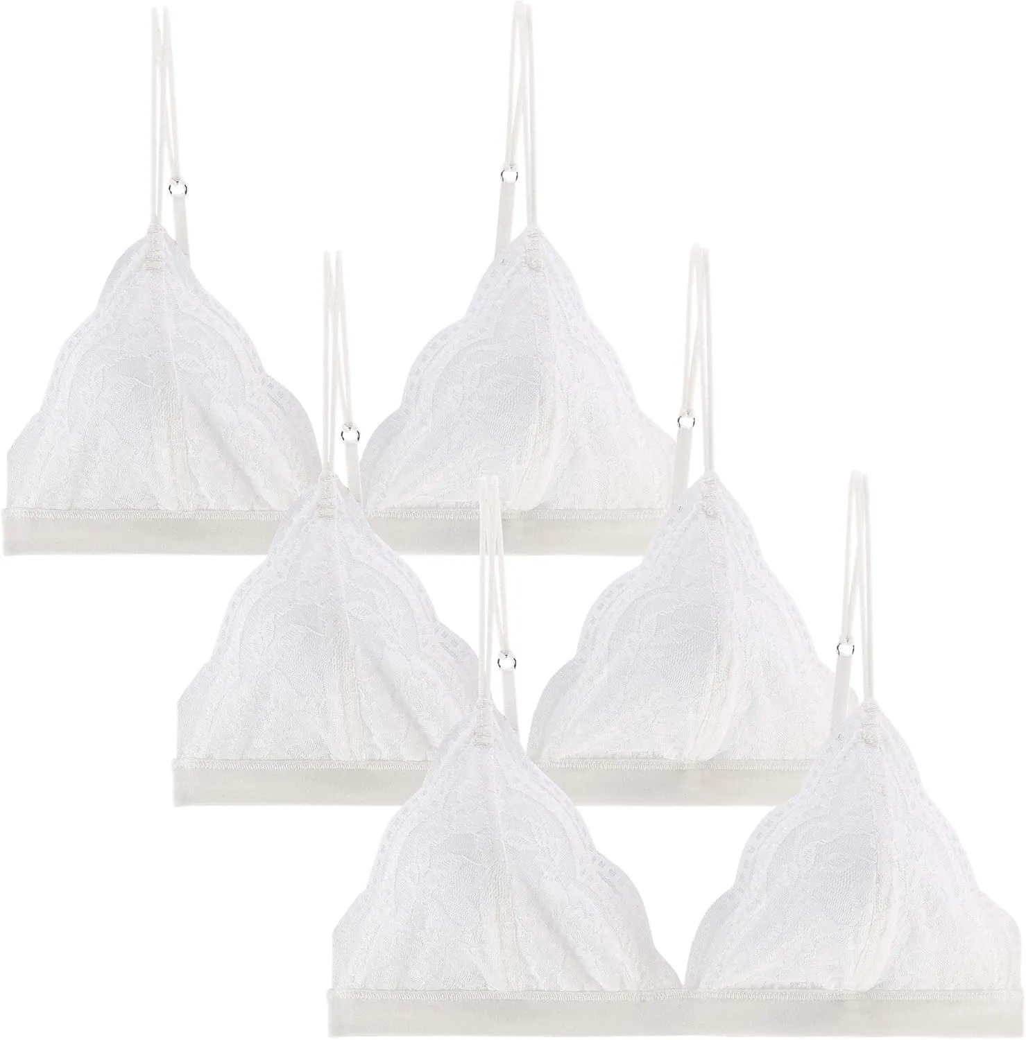 Lace Bralettes for Women Floral Adjustable Thin Strap V Neck Hook Eye Unpadded Triangle Bralette Wire Free Bra