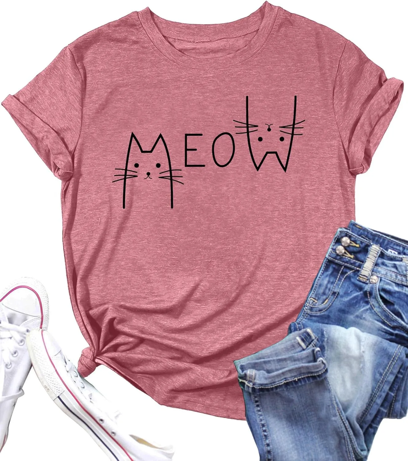 LAZYCHILD Cat Mom Shirts for Women Cat Mama T-Shirts Pet Lover Gifts Shirts Funny Cat Graphic Tees Shirts