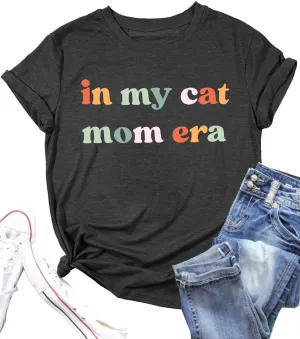 LAZYCHILD Cat Mom Shirts for Women Cat Mama T-Shirts Pet Lover Gifts Shirts Funny Cat Graphic Tees Shirts