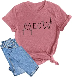 LAZYCHILD Cat Mom Shirts for Women Cat Mama T-Shirts Pet Lover Gifts Shirts Funny Cat Graphic Tees Shirts