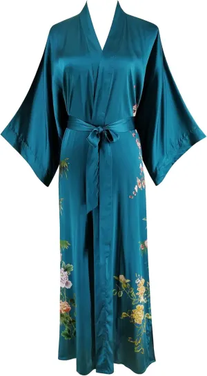 Ledamon Women's 100% Silk Kimono Long Robe - Classic Colors and Prints