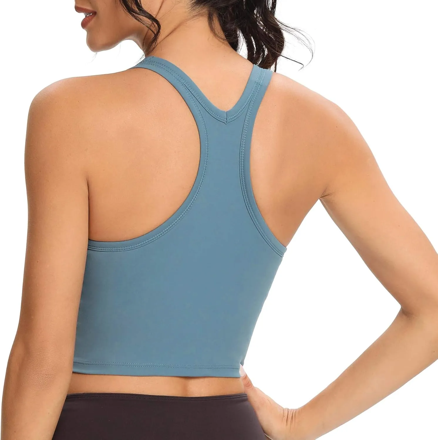 Lemedy Women Racerback Sports Bra Removable Padded Workout Yoga Crop Tank Top