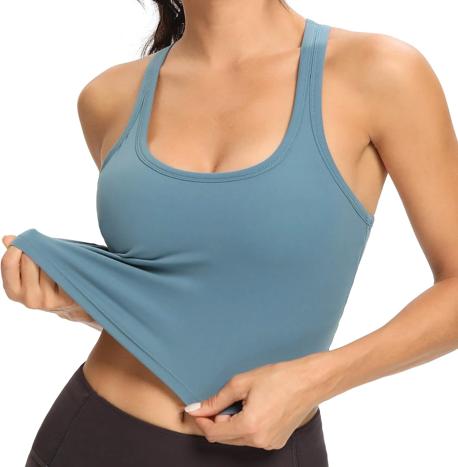 Lemedy Women Racerback Sports Bra Removable Padded Workout Yoga Crop Tank Top
