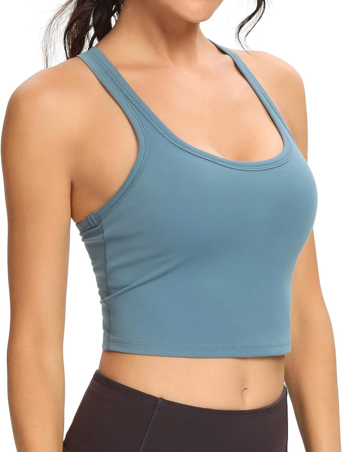 Lemedy Women Racerback Sports Bra Removable Padded Workout Yoga Crop Tank Top