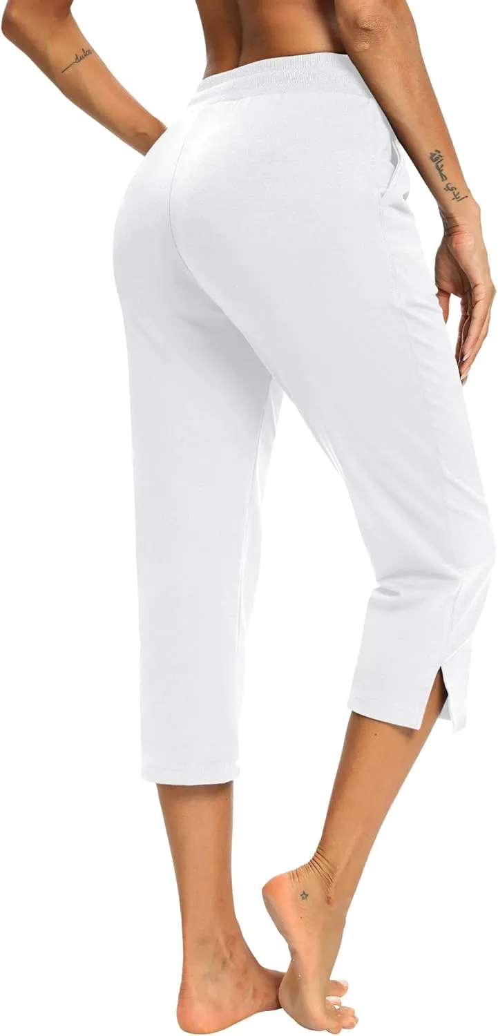 LEXISLOVE Capris for Women Casual Summer Wide Leg Crop Pants Loose Comfy Drawstring Yoga Jogger Capri Pants with Pockets