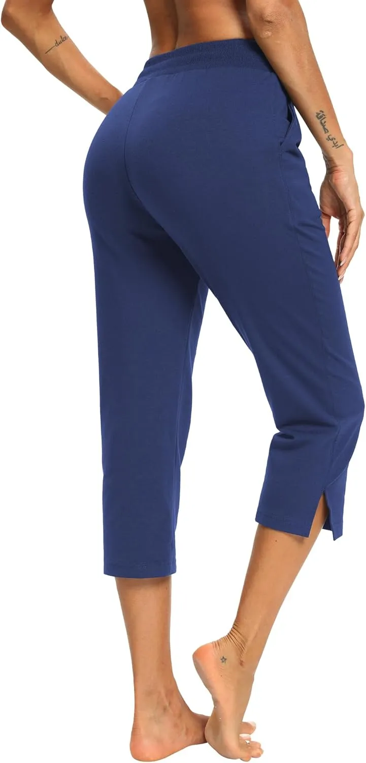 LEXISLOVE Capris for Women Casual Summer Wide Leg Crop Pants Loose Comfy Drawstring Yoga Jogger Capri Pants with Pockets