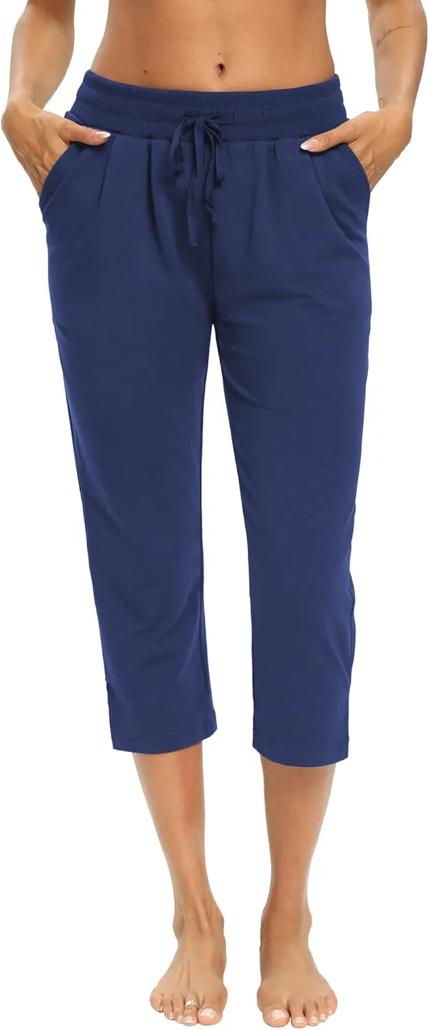 LEXISLOVE Capris for Women Casual Summer Wide Leg Crop Pants Loose Comfy Drawstring Yoga Jogger Capri Pants with Pockets