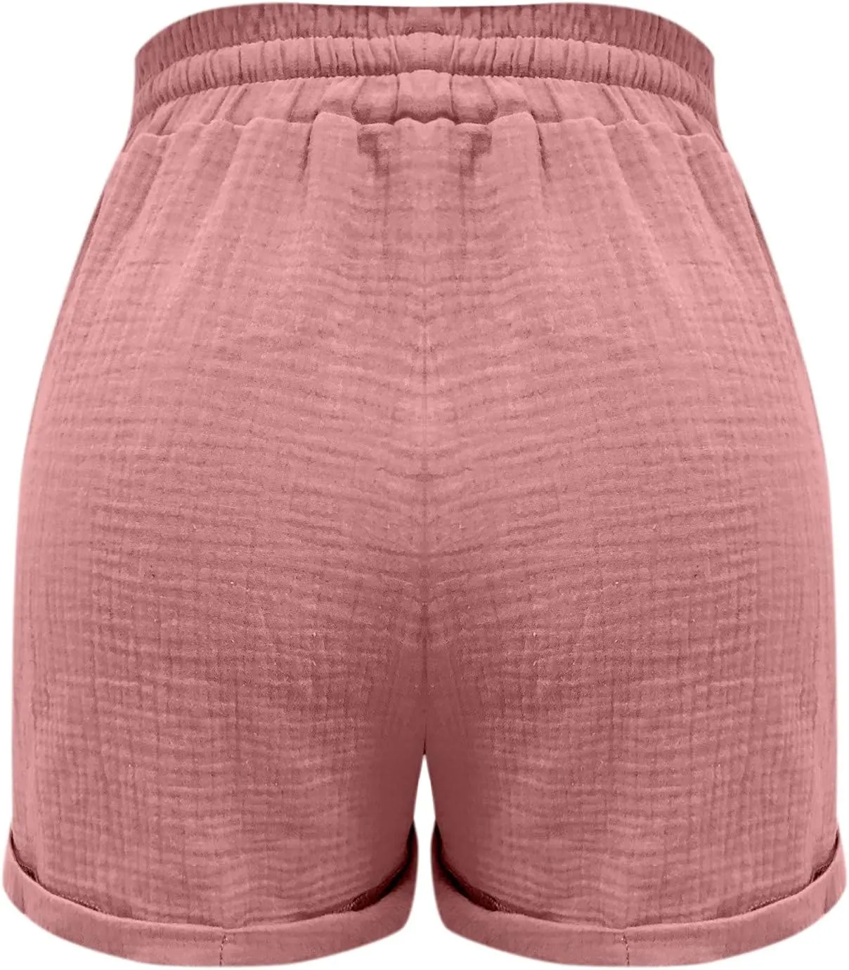 Linen Shorts for Women 2025 Summer Beach Resort Wear Drawstring Elastic High Waist Dressy Casual Shorts with Pockets