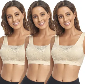 Litthing Lace Bralettes for Women Padded Sports Bra Seamless Plus Size Tank Tops Wirefree Comfort Yoga Cami T Shirt Bras