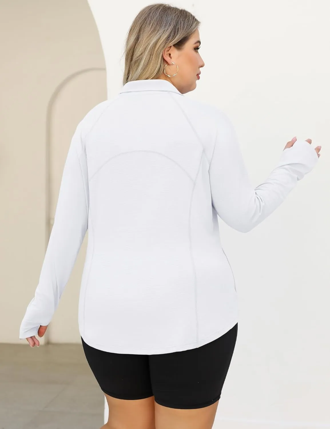 LOMON Womens Plus Size Workout Tops Long Sleeve 1/4 Zip UV Sun Protection Quick Dry Hiking Athletic Shirts Rash Guard UPF 50 