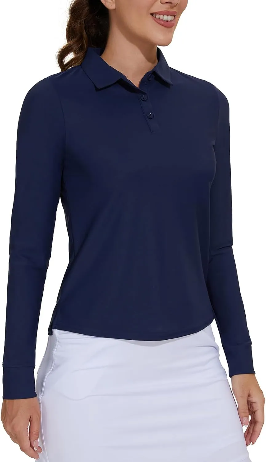 M MOTEEPI Sun Shirts UV Protection Womens Polo Shirts with 3-Botton Womens Golf Shirts Lightweight