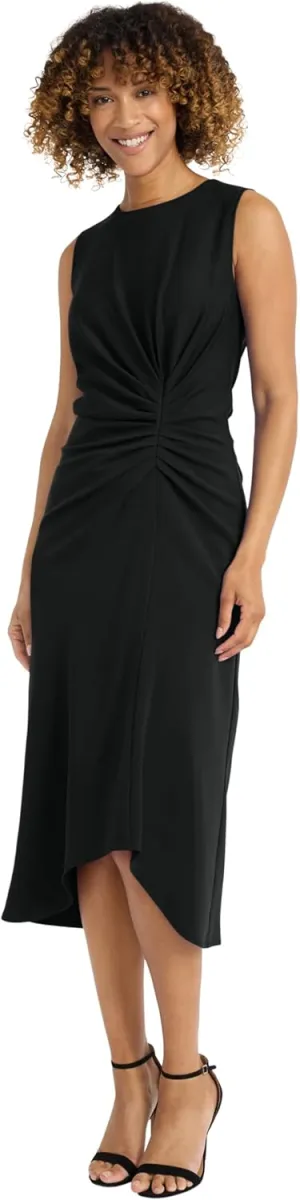 Maggy London Sleeveless Midi High-Low Hem, Round Neckline-Casual Work Dresses for Women