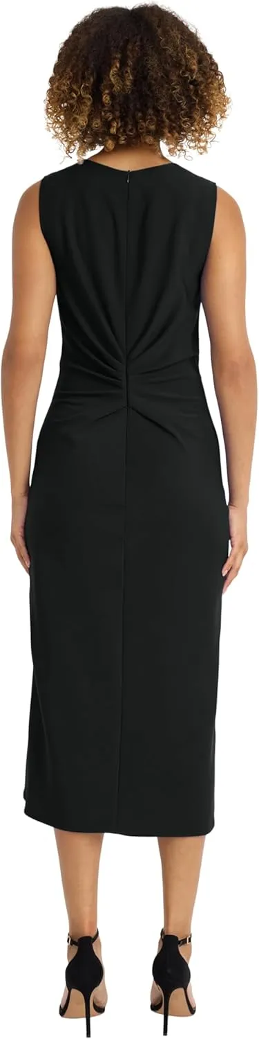 Maggy London Sleeveless Midi High-Low Hem, Round Neckline-Casual Work Dresses for Women