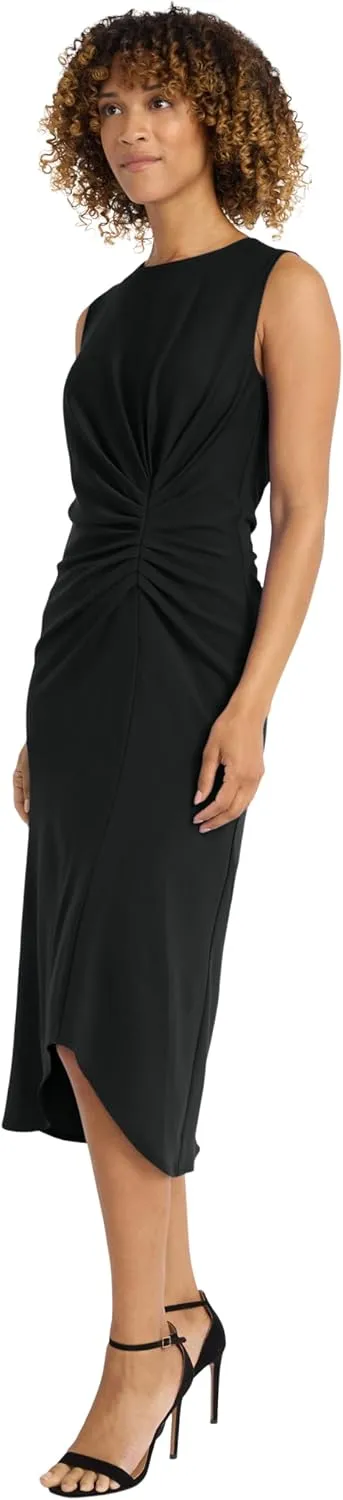 Maggy London Sleeveless Midi High-Low Hem, Round Neckline-Casual Work Dresses for Women