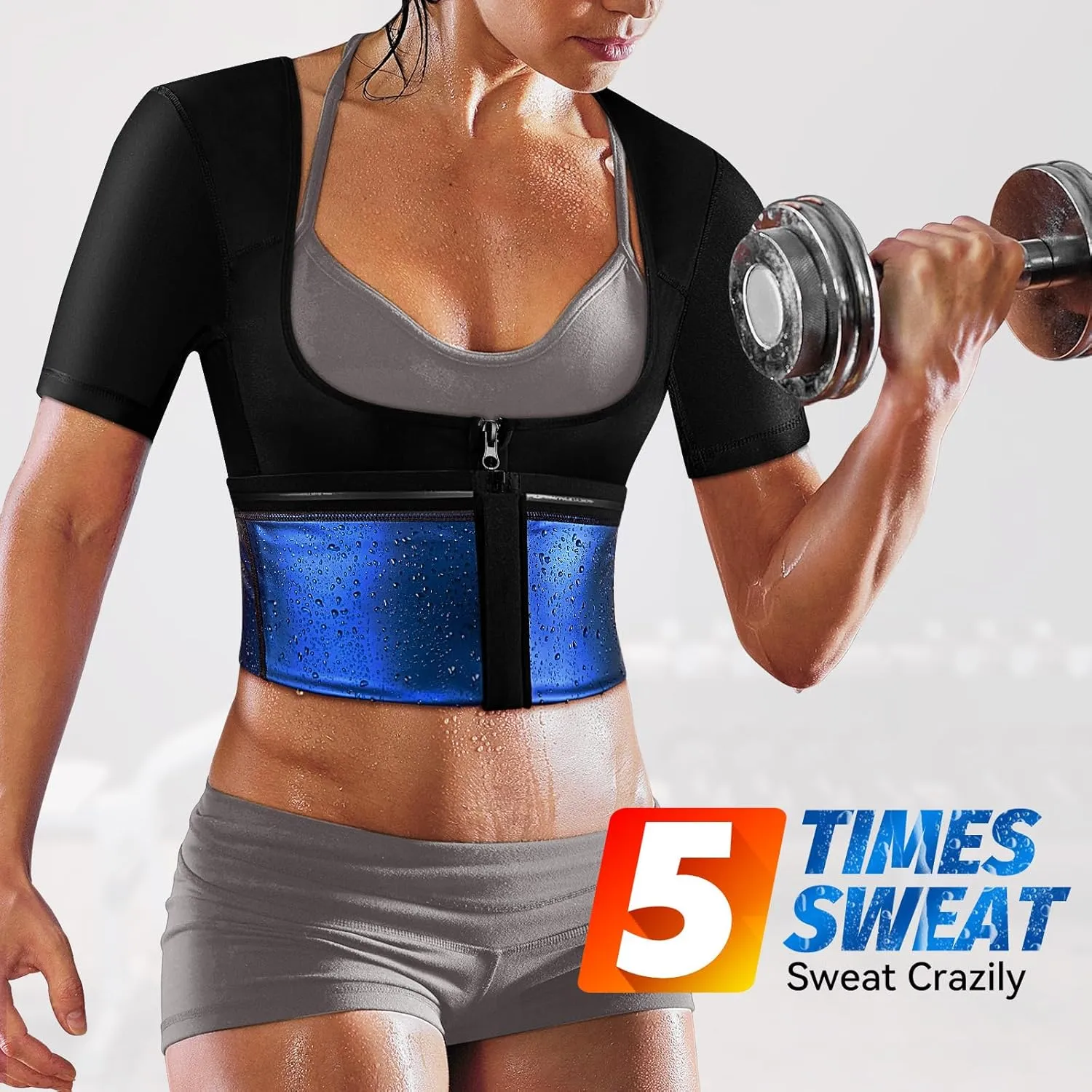 MATKAO Sauna Suit for Women Weight Loss Sauna Shirt for Women Sweat Suit Waist Trainer Vest Fitness Body Shaper Zipper