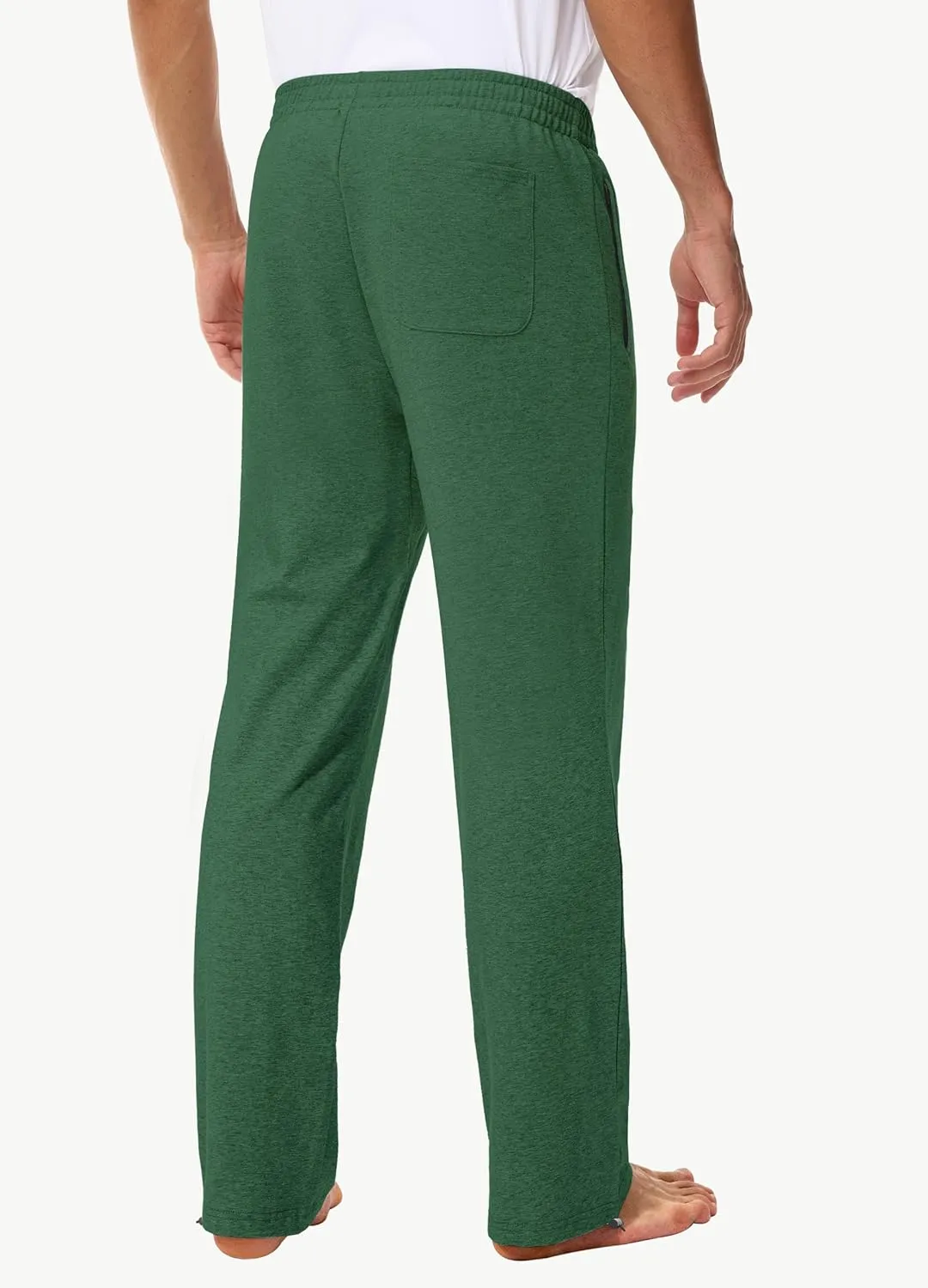 Men's 30" 34" 36" Cotton Yoga Sweatpants - Athletic Casual Lounge Open Bottom Straight Leg Loose Pants Zipper Pockets