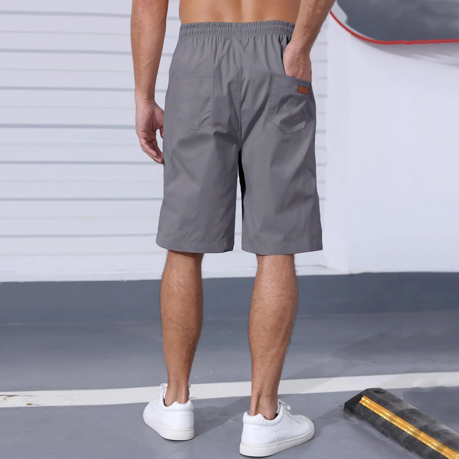 Men's Casual Jogger Shorts Elastic Waist Cargo Shorts Relaxed Fit SweatShorts Running Workout Sport Twill Shorts