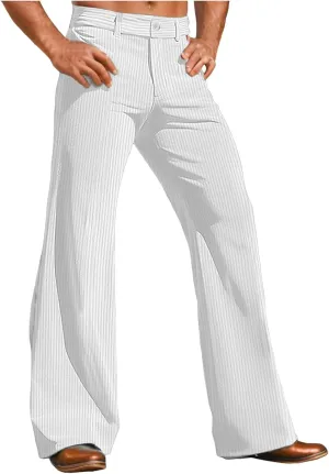 Men's Corduroy Flared Pants Breathable Lightweight Flat Front Bell-Bottoms Streetwear Casual Comfy Bootcut Trousers