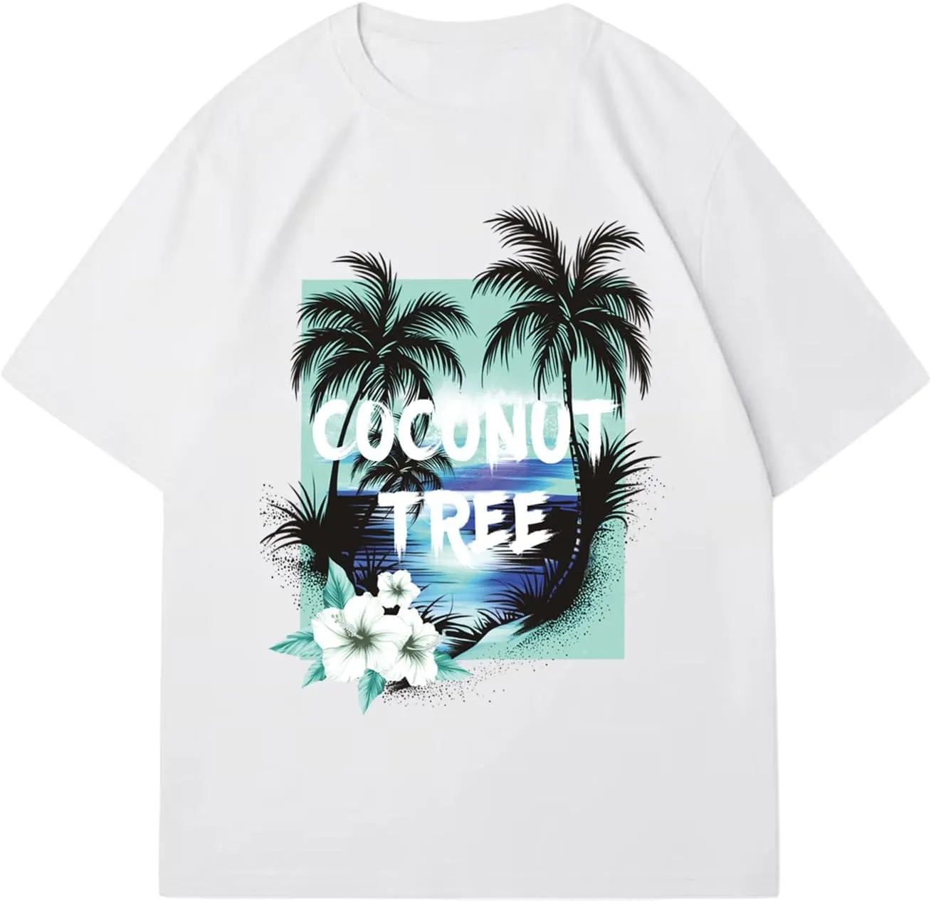 Men's Graphic Letter Print Tees Crewneck Short Sleeve Baggy Drop Shoulder Vintage T Shirts Streetwear