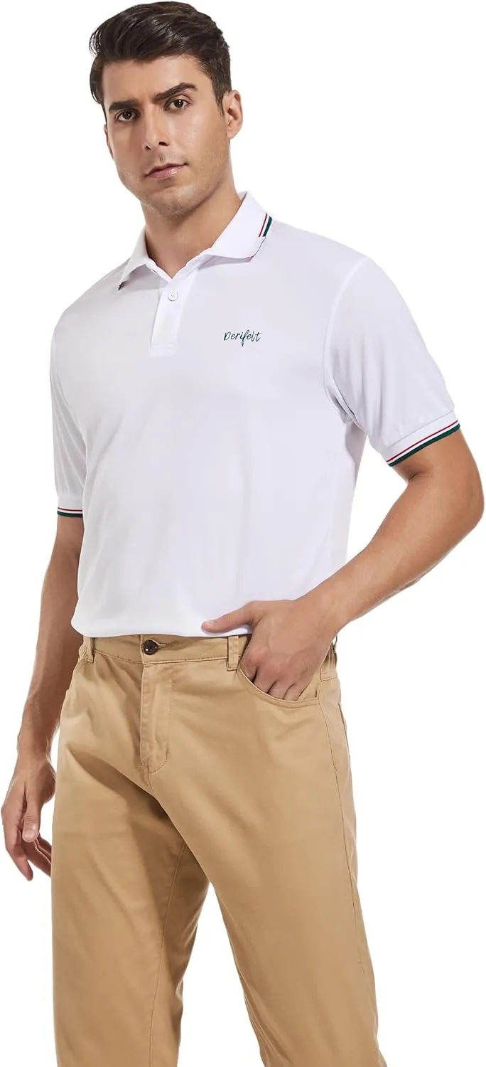 Mens Moisture Wicking Breathable Polo Shirt Summer Casual Quick Dry UV Protection Short Sleeve Regular Fit