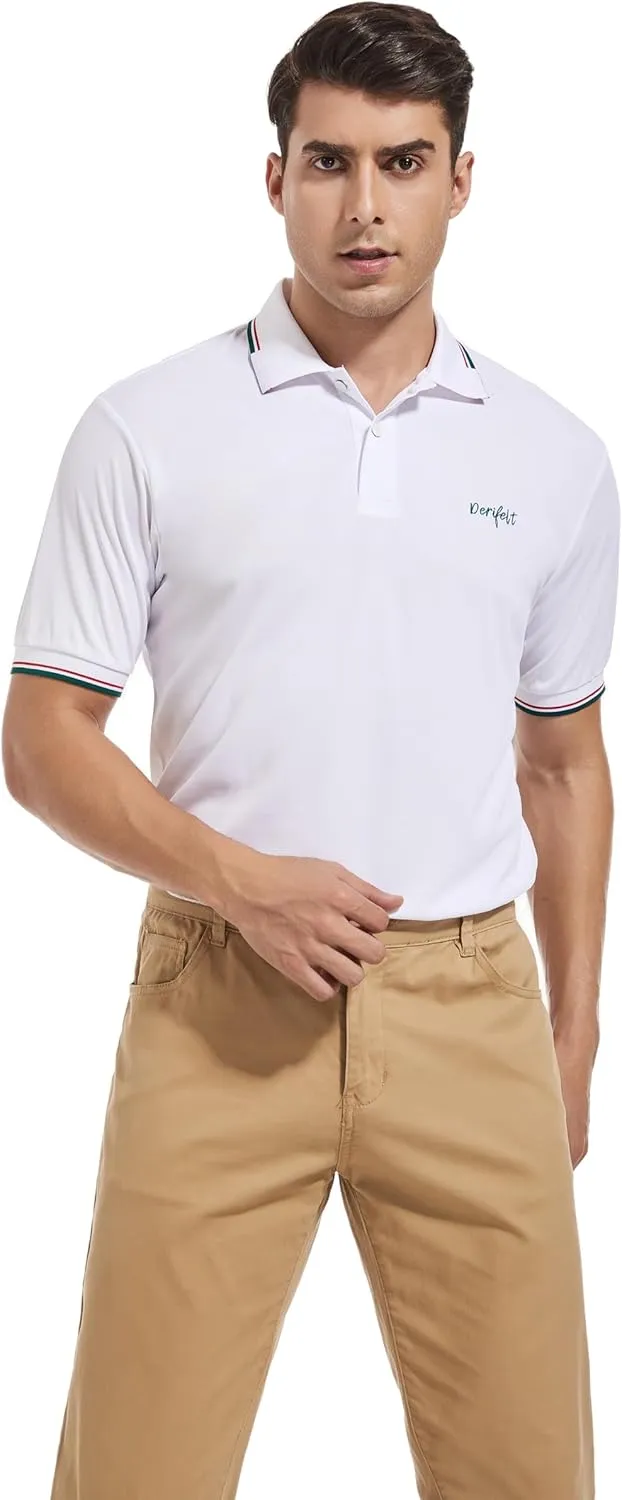 Mens Moisture Wicking Breathable Polo Shirt Summer Casual Quick Dry UV Protection Short Sleeve Regular Fit