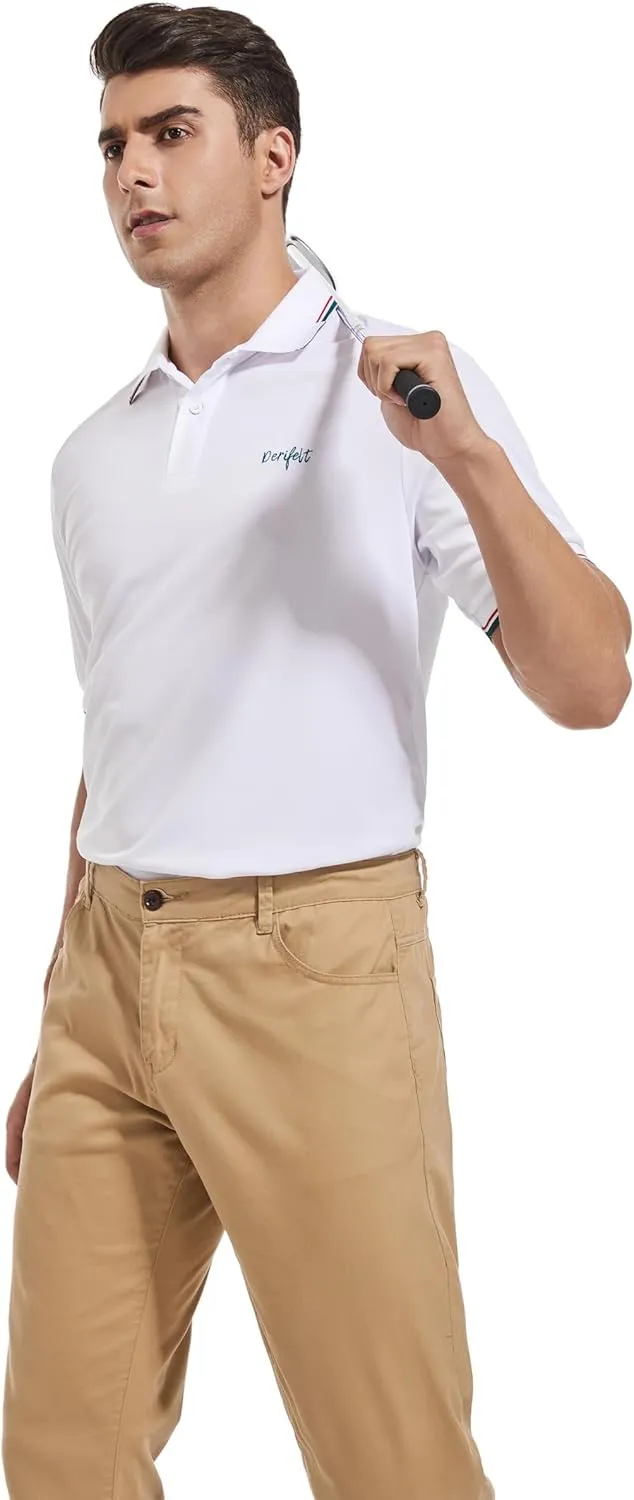 Mens Moisture Wicking Breathable Polo Shirt Summer Casual Quick Dry UV Protection Short Sleeve Regular Fit