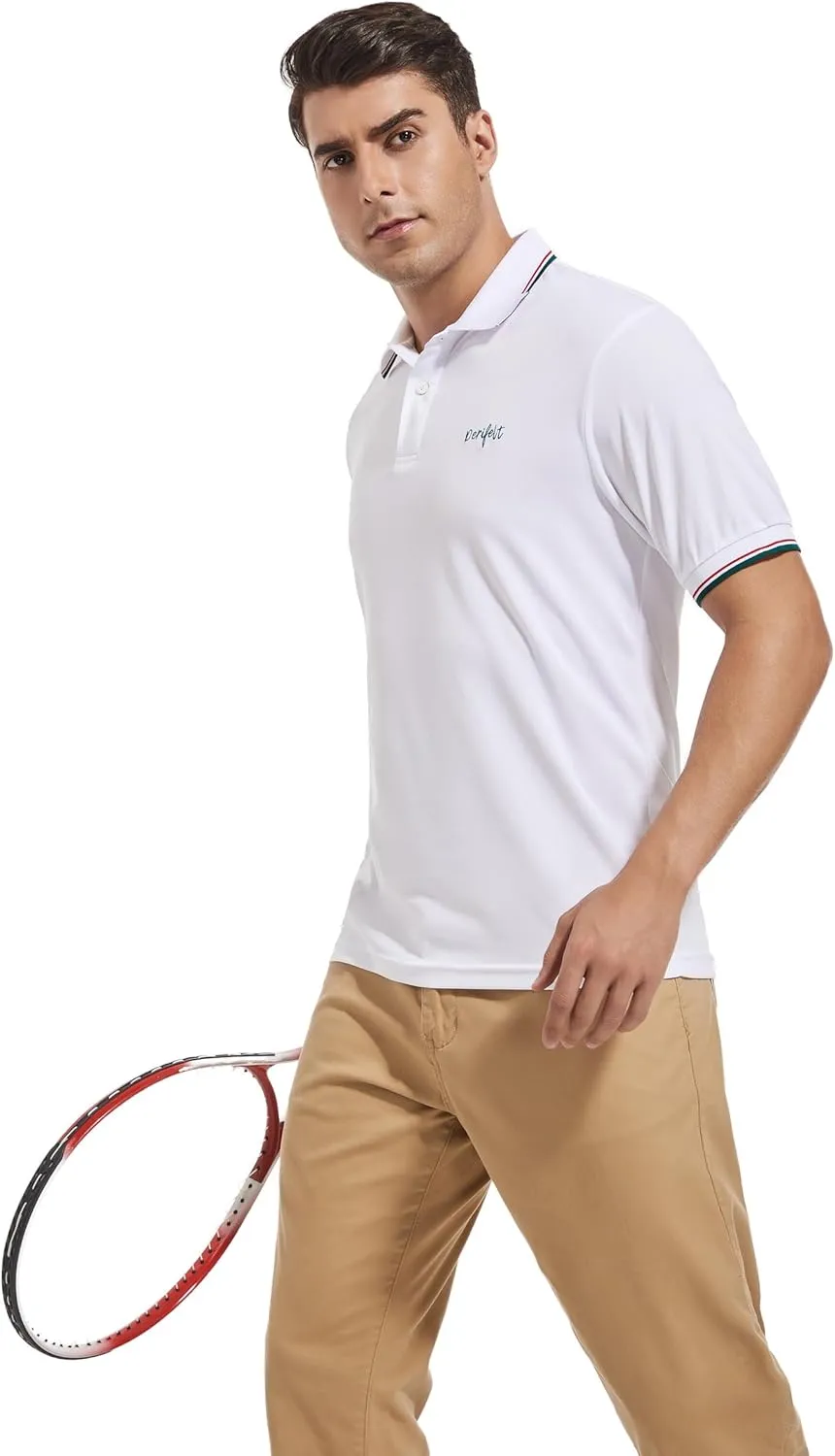 Mens Moisture Wicking Breathable Polo Shirt Summer Casual Quick Dry UV Protection Short Sleeve Regular Fit