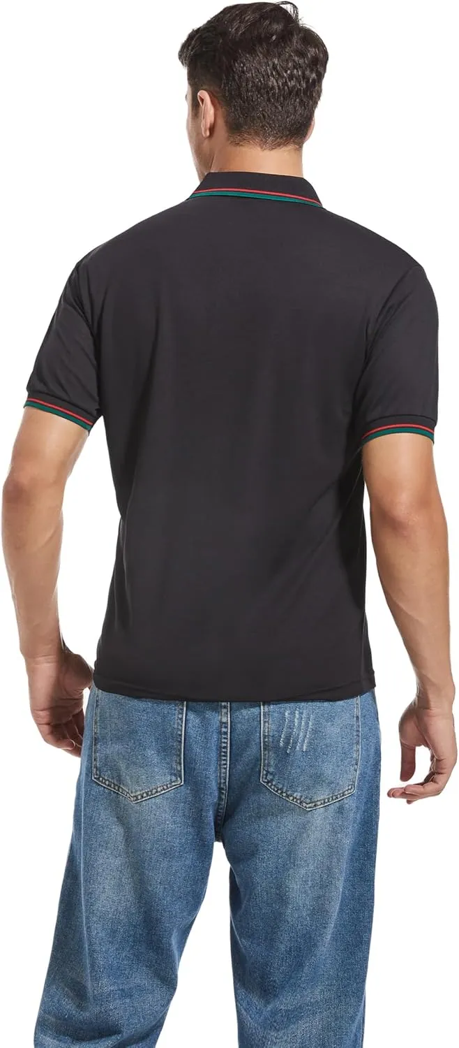 Mens Moisture Wicking Breathable Polo Shirt Summer Casual Quick Dry UV Protection Short Sleeve Regular Fit