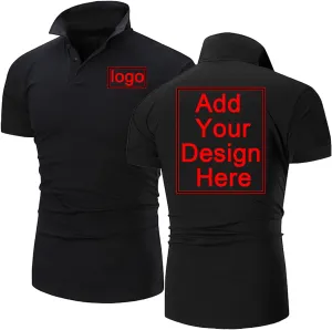 Men's Polo Shirts Custom T-Shirt Add Logo Text Golf Tennis Work Short Sleeve Shirt Personalized Tees