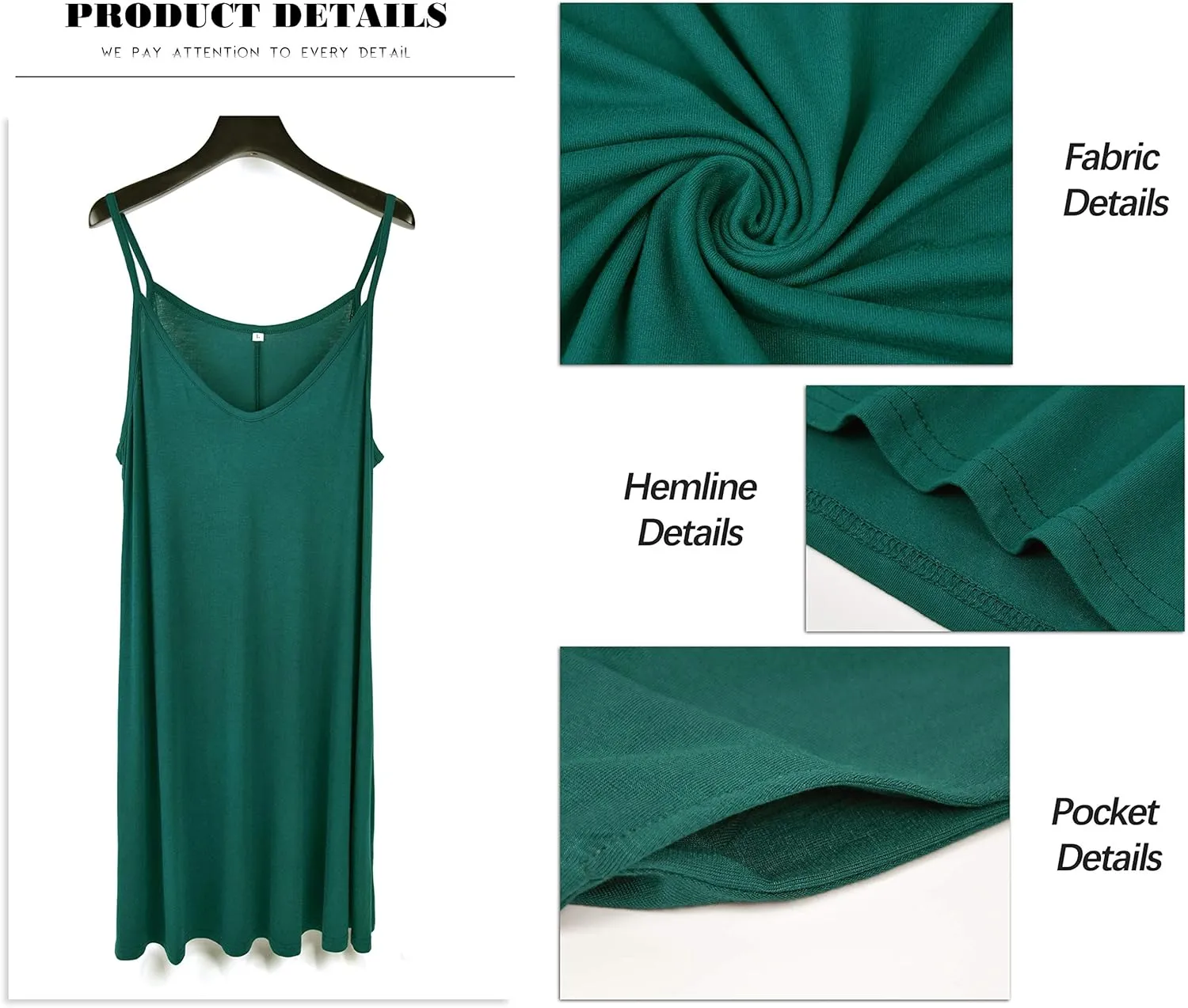MISFAY Women's Summer Spaghetti Strap Casual Swing Tank Beach Cover Up Dress with Pockets