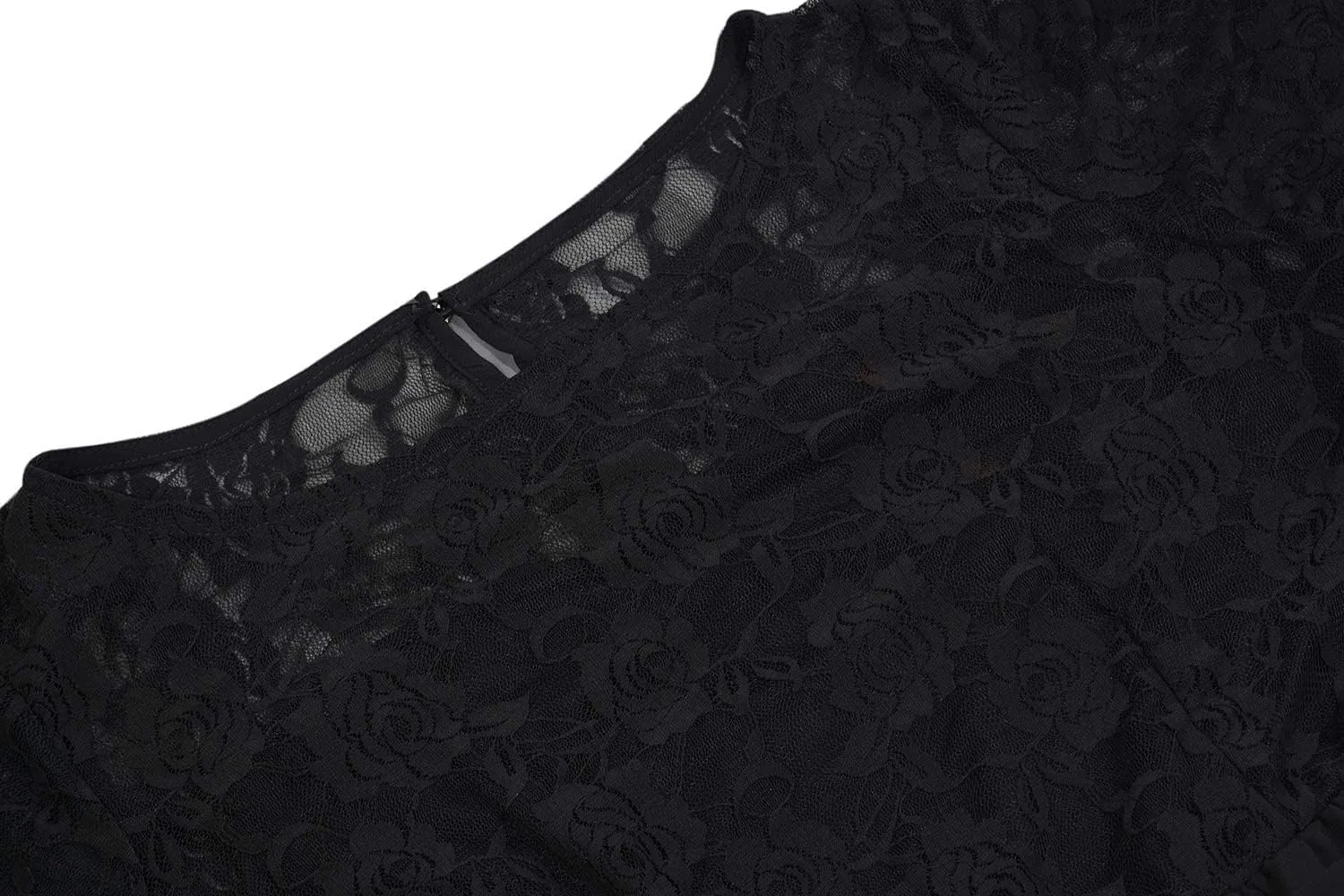 Nemidor Women's Scooped Neckline Floral lace Top Plus Size Cocktail Party Midi Dress