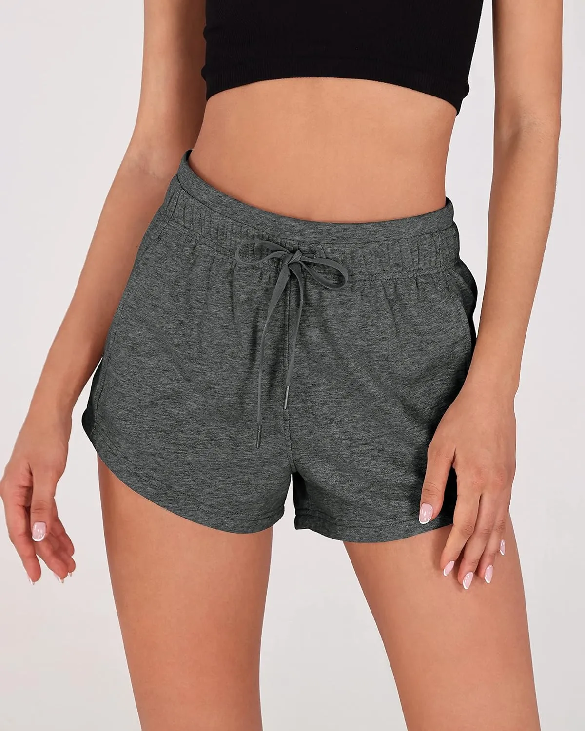 ODODOS Women's Sweat Shorts with Pockets Cotton French Terry Drawstring Summer Workout Casual Lounge Shorts