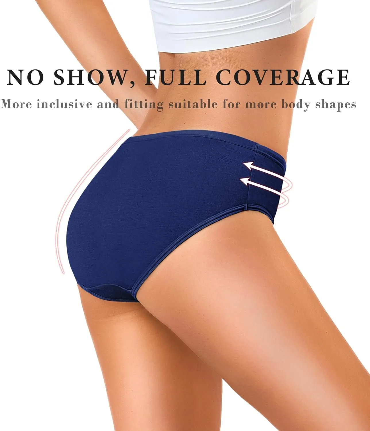 OLIKEME Womens Underwear Cotton Hipster Panties Low Rise No Show Briefs Soft Stretch Breathable Ladies Panties 6 Pack