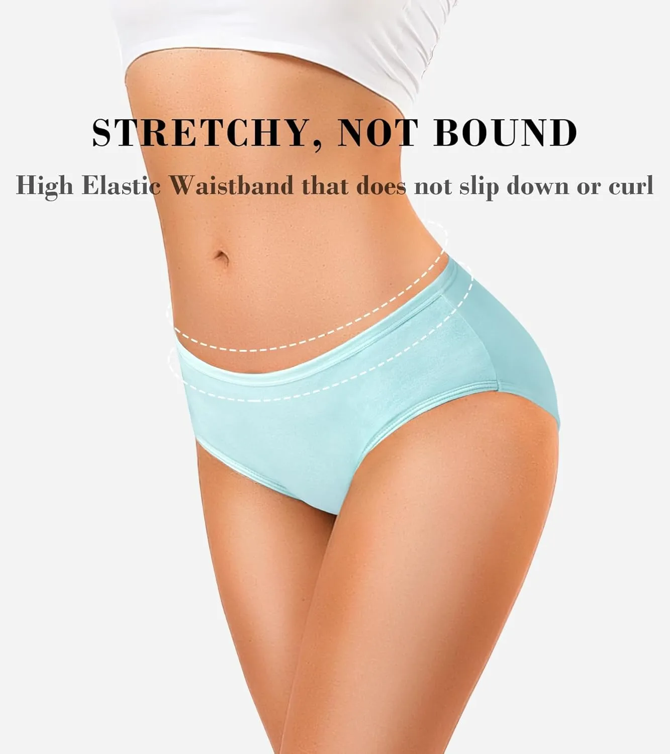 OLIKEME Womens Underwear Cotton Hipster Panties Low Rise No Show Briefs Soft Stretch Breathable Ladies Panties 6 Pack