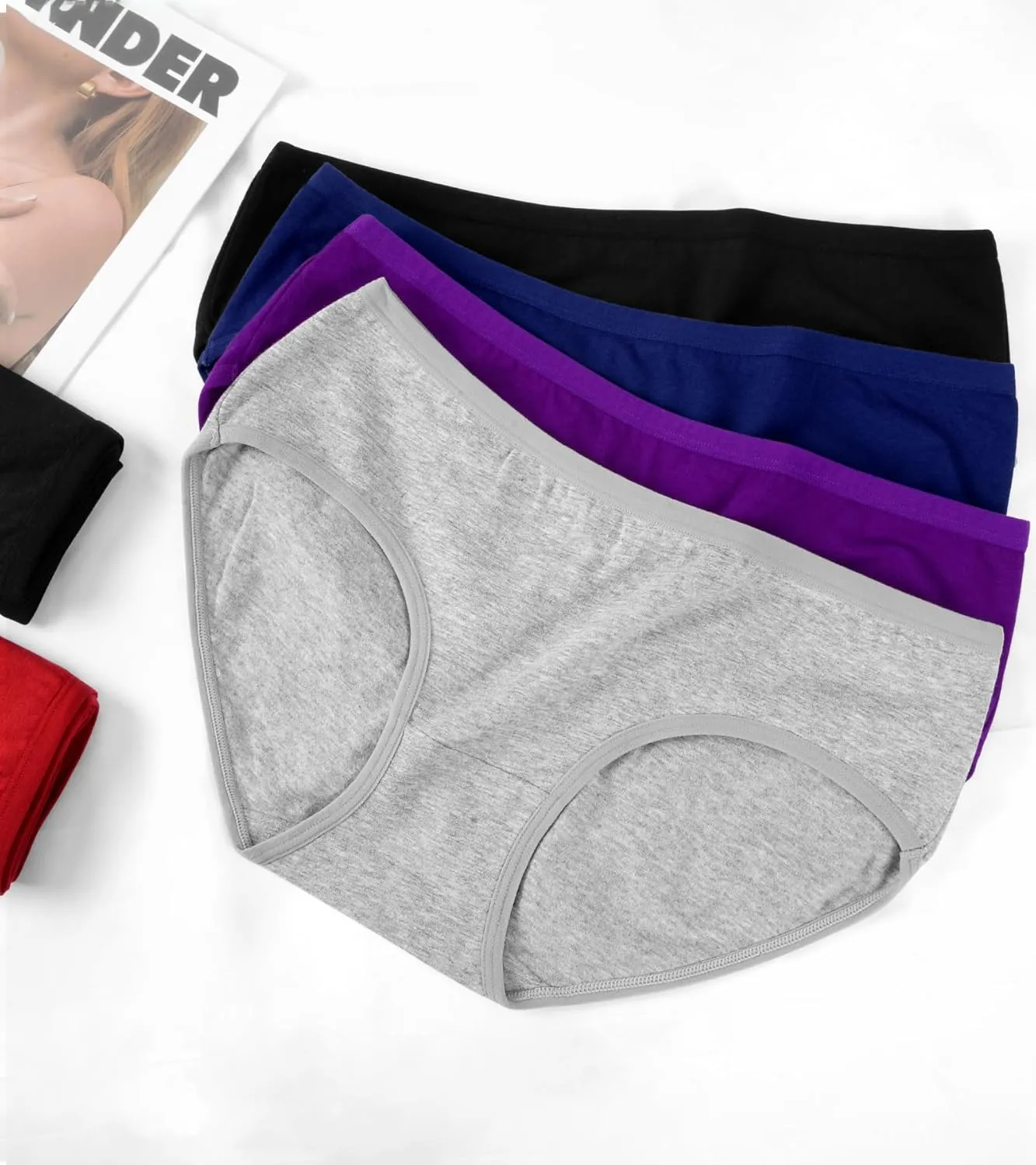 OLIKEME Womens Underwear Cotton Hipster Panties Low Rise No Show Briefs Soft Stretch Breathable Ladies Panties 6 Pack