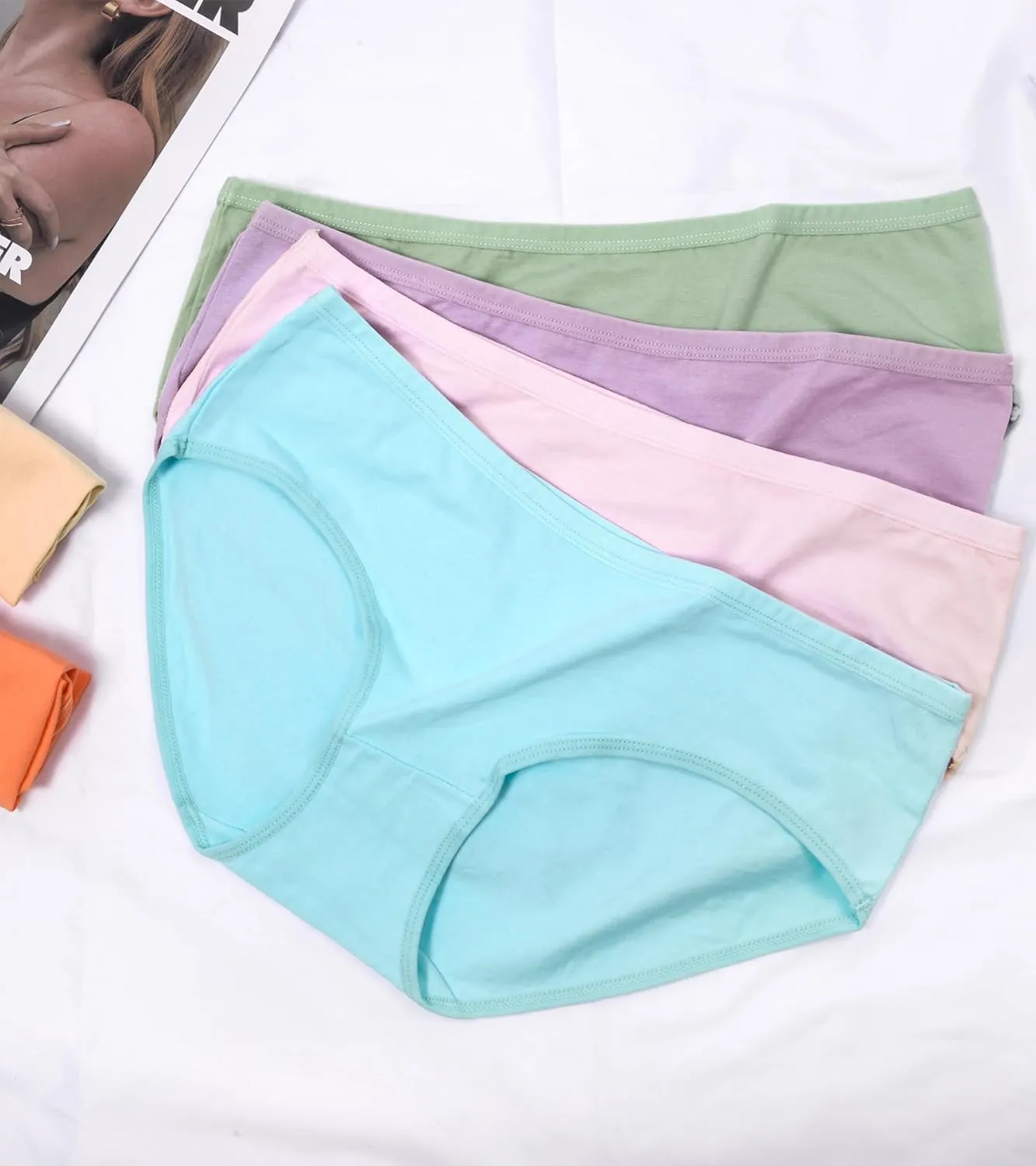 OLIKEME Womens Underwear Cotton Hipster Panties Low Rise No Show Briefs Soft Stretch Breathable Ladies Panties 6 Pack