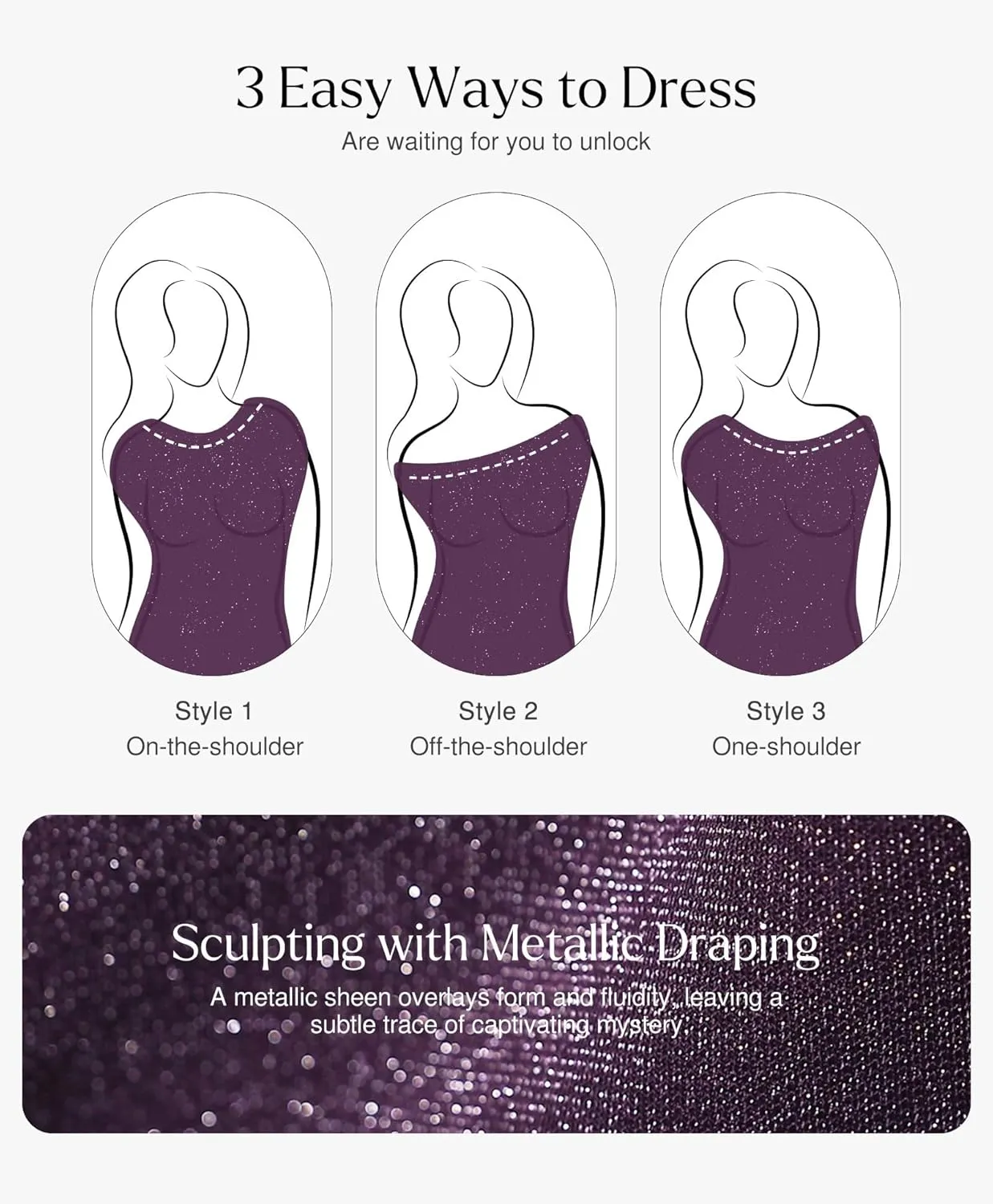 Popilush Sparkly Tops for Women - Long Sleeve Bodysuit Off The Shoulder Tops Tummy Control Shapewear Thong Going Out Tops