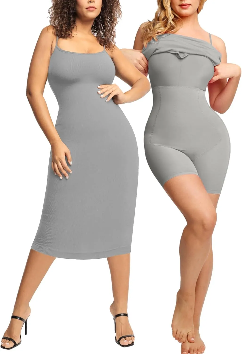 Popilush Summer Midi Dresses for Women - Bodycon Cocktail Party Graduation Shapewear Dress with Built-in Bra
