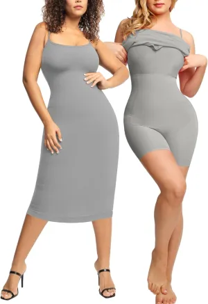 Popilush Summer Midi Dresses for Women - Bodycon Cocktail Party Graduation Shapewear Dress with Built-in Bra