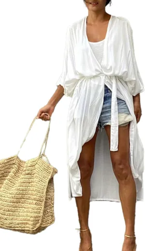 Rayon Beach Kimono coverups for Women Long Bathing Suit Cover Up Flowy Beachwear Cardigan